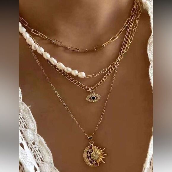 Evil eye Layered Necklace A1416 - Picture 1 of 5